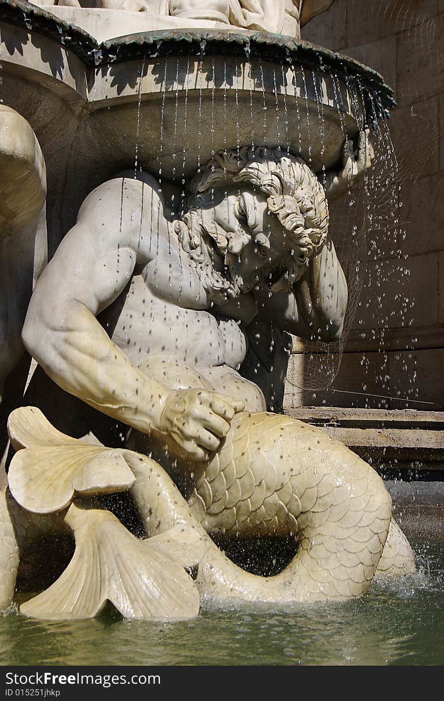 Architectural detail of fountain. Vienna, Austria