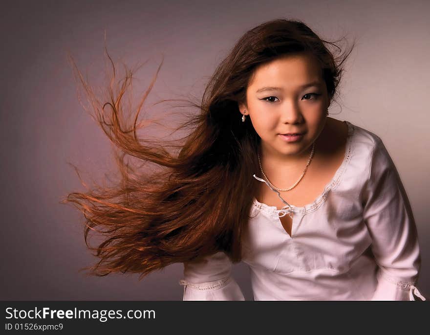 Asian girl with long hair