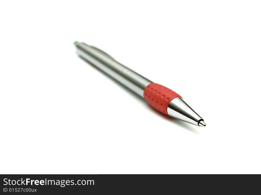 Silver pen isolated on white background