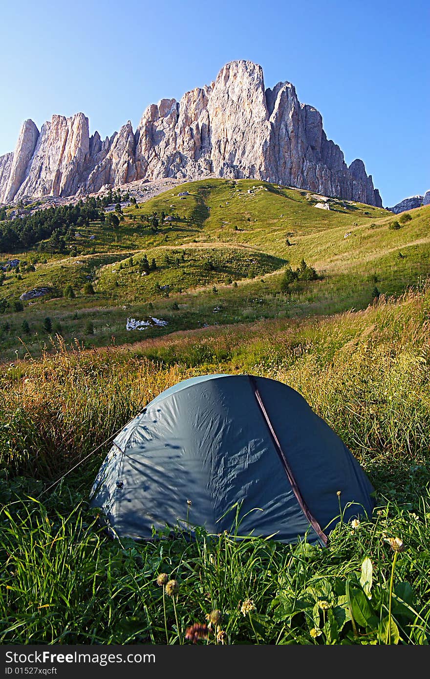 Picturesque autumn landscape with the Tent