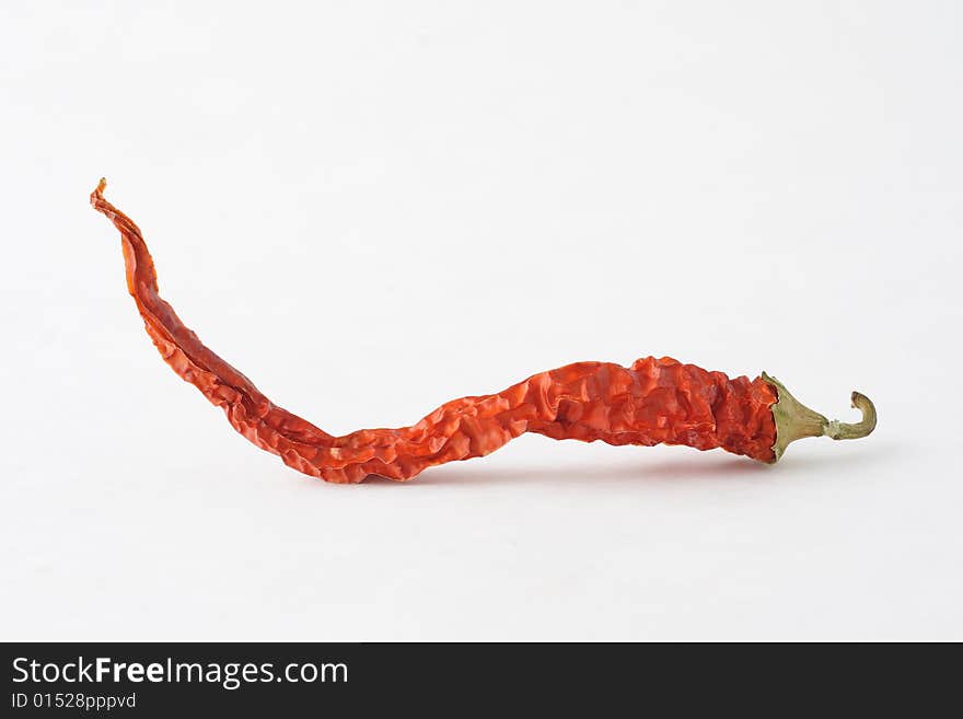 Red hot chili on white background