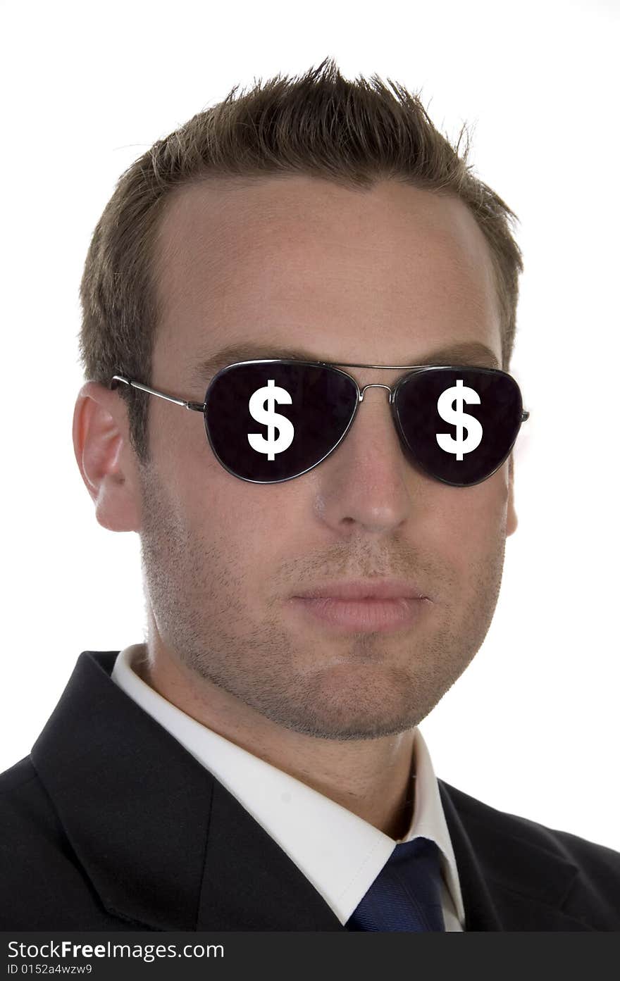 businessman with dollar signs