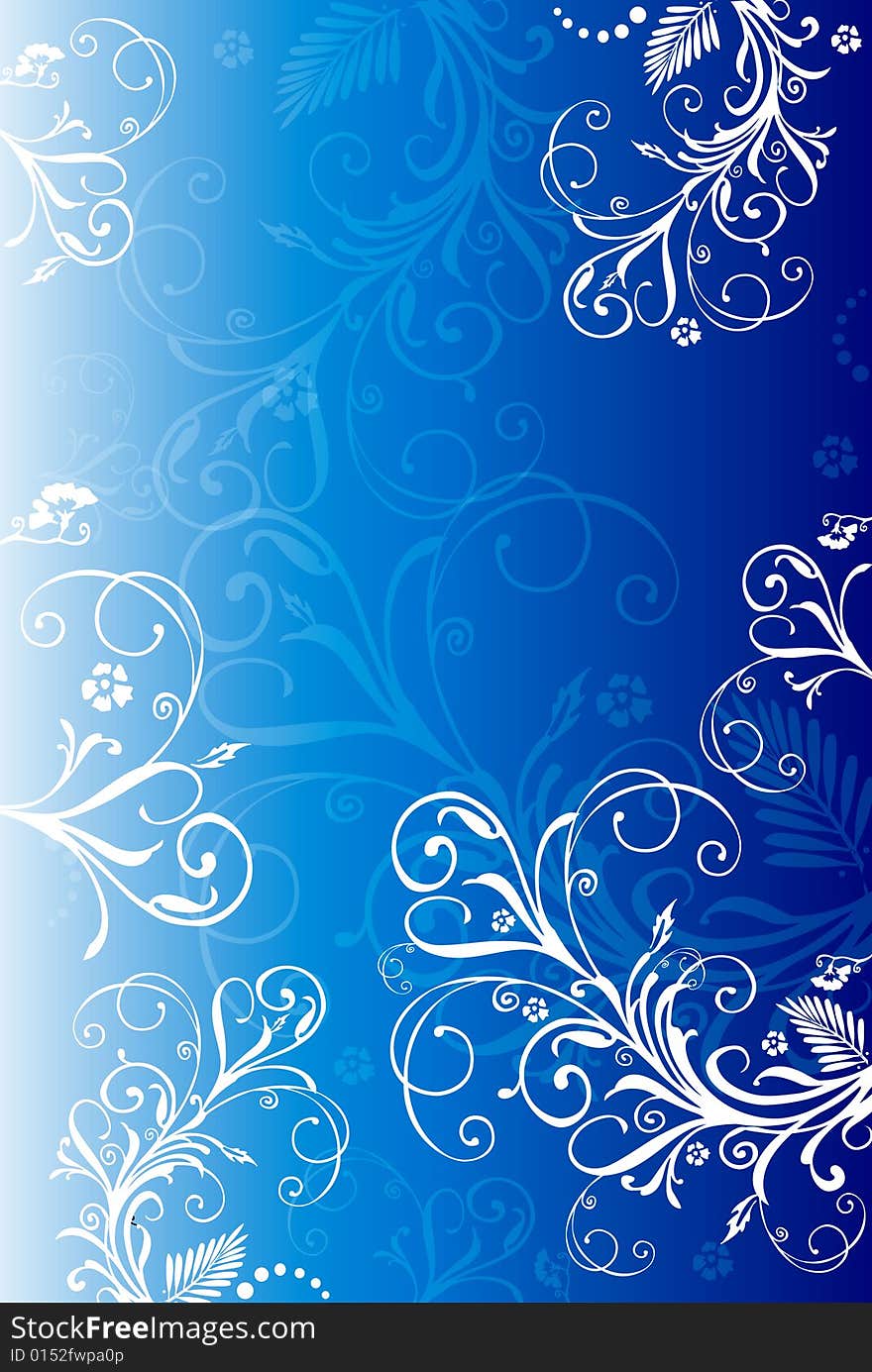 Drawing a floral border  on the blue background