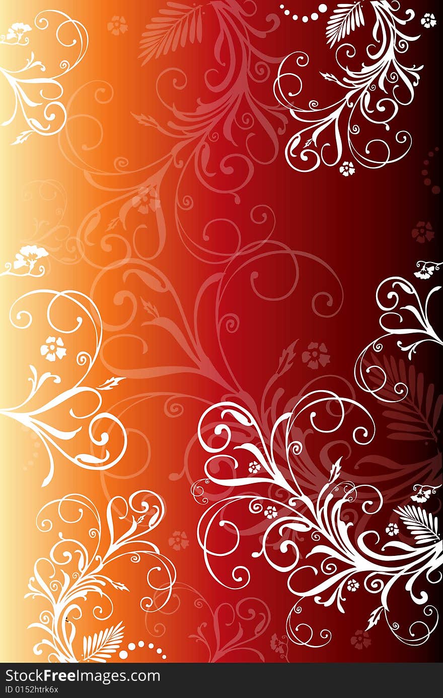 Drawing a floral border  on the red background