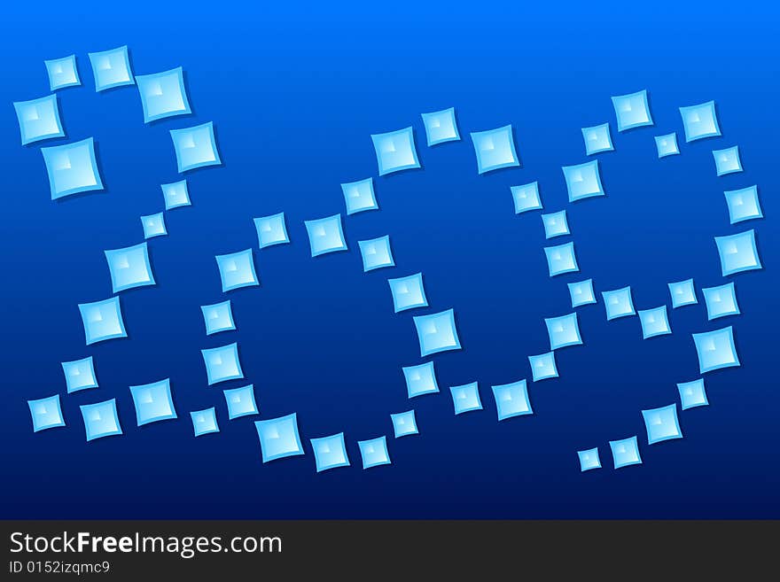 Vector illustration of 2009 over blue background