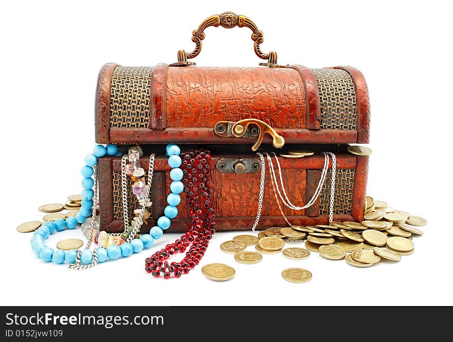 Age-old Wooden Trunk With Treasures