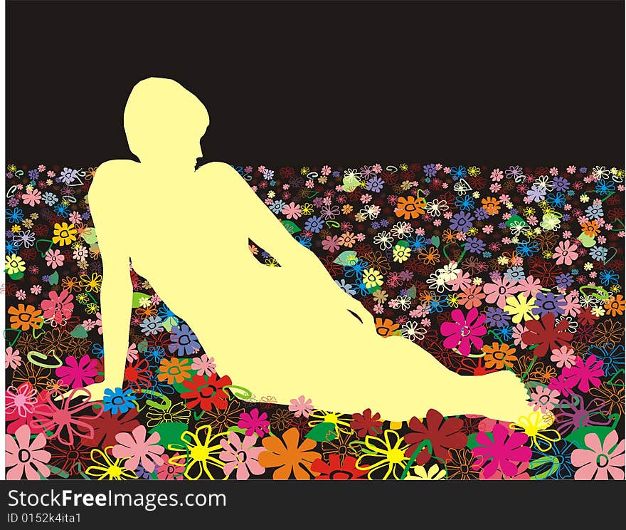 Vector woman in the Meadow