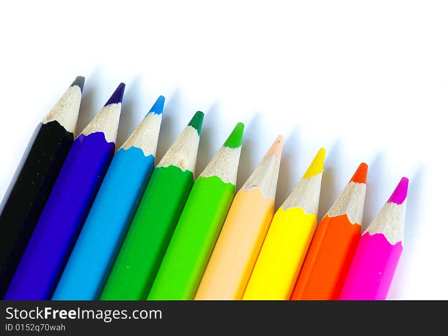 Color pencils isolated on a white background