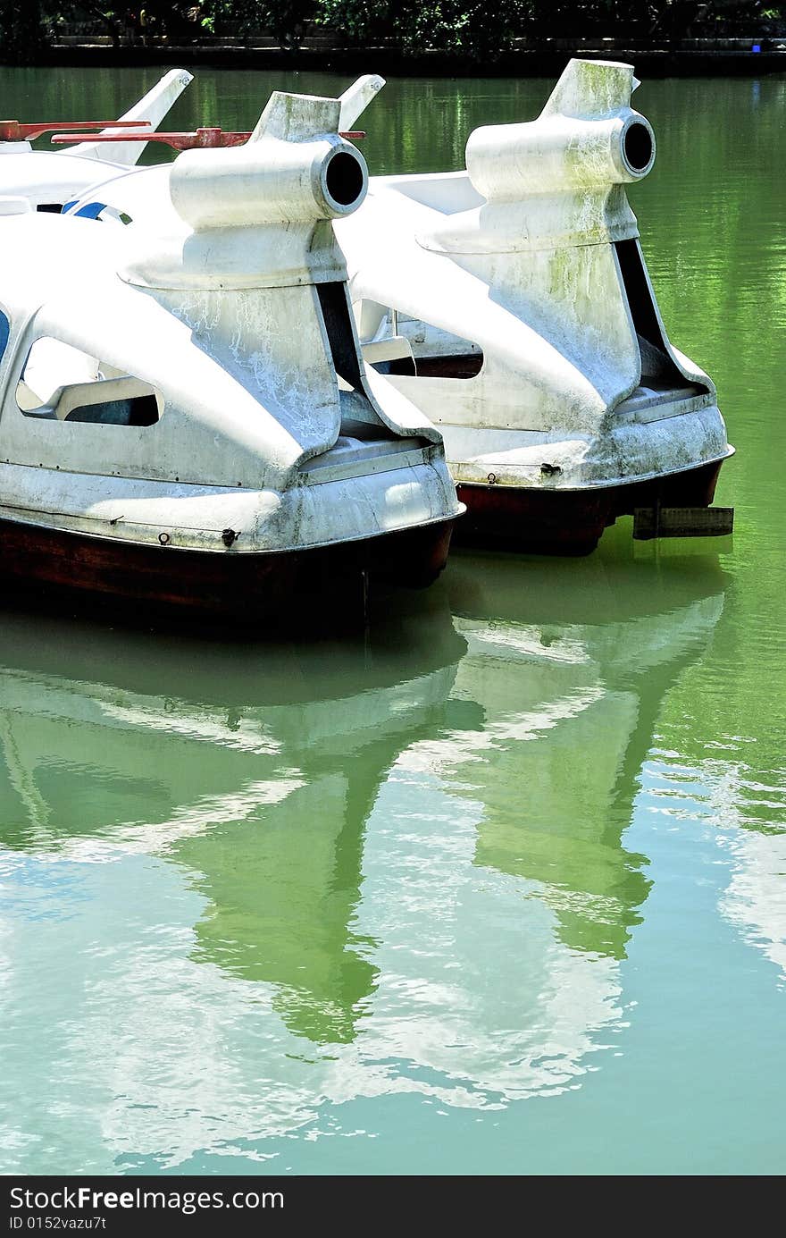 The boats on the lake. The boats on the lake