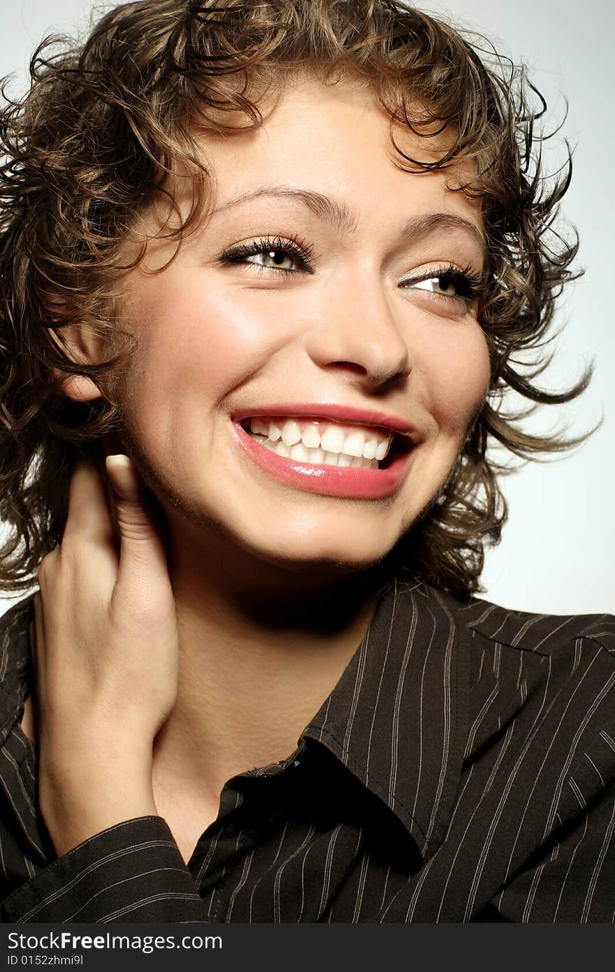 Pretty smiling woman. studio shot