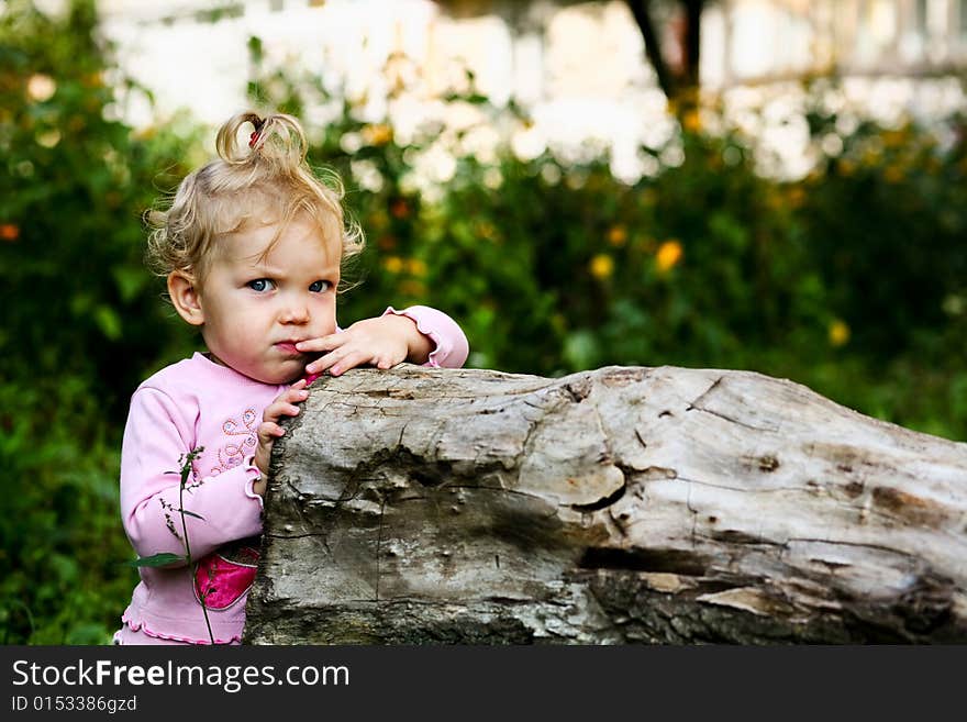 Portrait of a child. Cute baby outdoors.