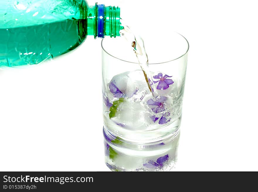 Head in ice cube on white background. Head in ice cube on white background