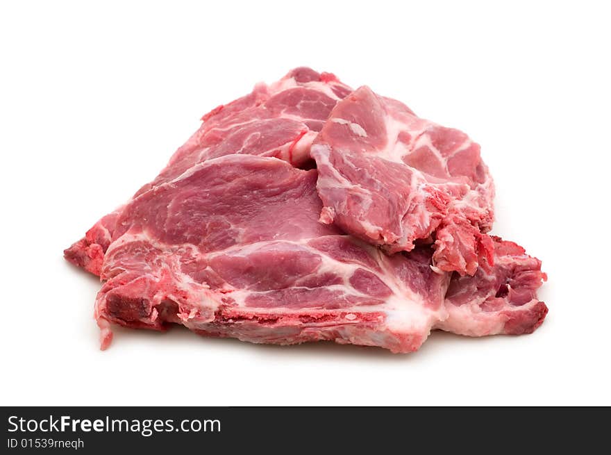 Raw pork on white background