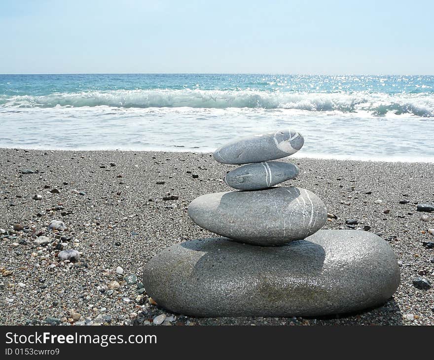 Pile of stones on the sea