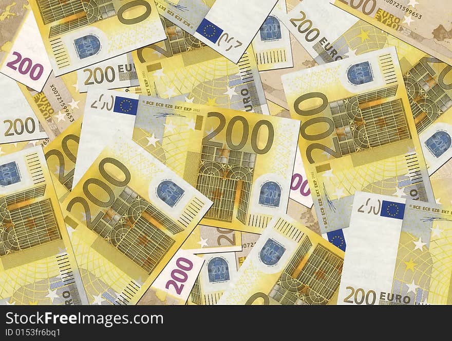 200 Euro notes background texture. 200 Euro notes background texture