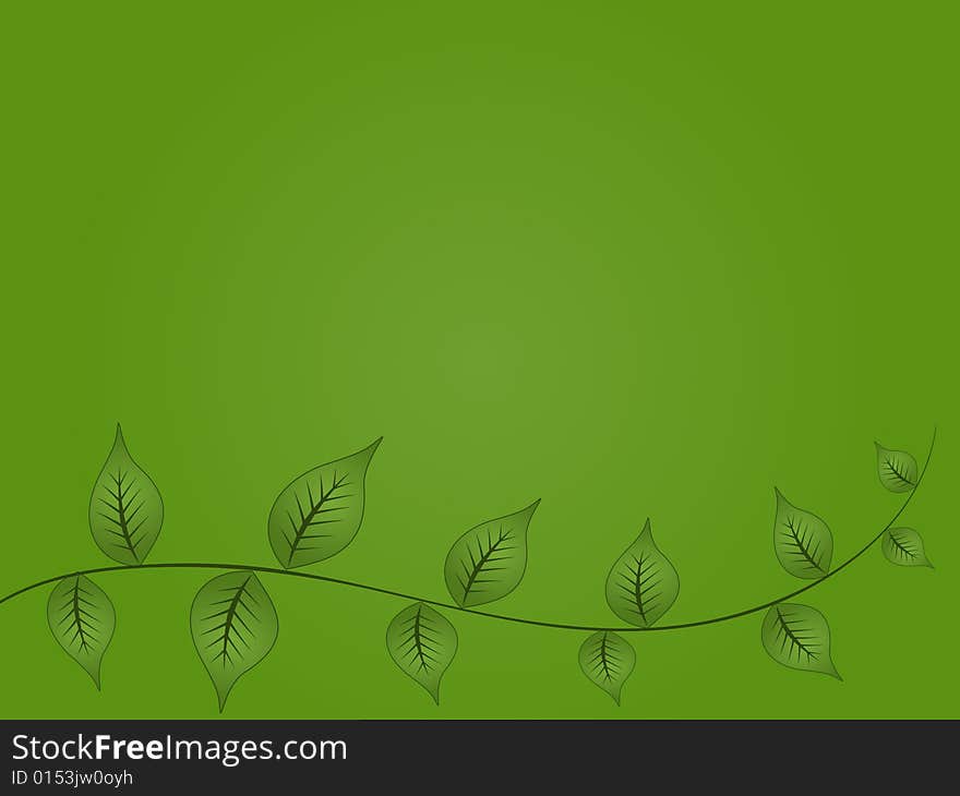 Graphic illustration of green leaves on a vine against a gradient background. Graphic illustration of green leaves on a vine against a gradient background.