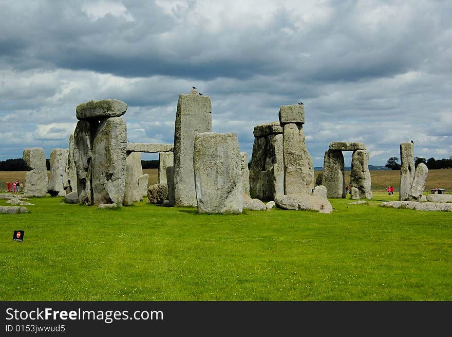 Ancient stones in Stonehenge in summer day