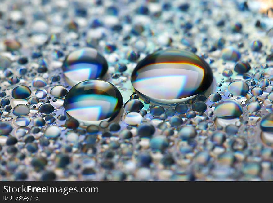 Close-up of water-drops on glass background