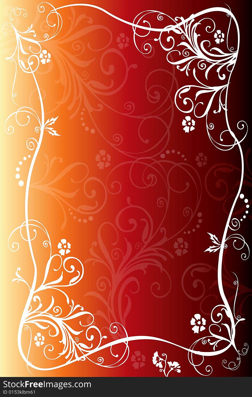 Drawing a floral border  on the red background