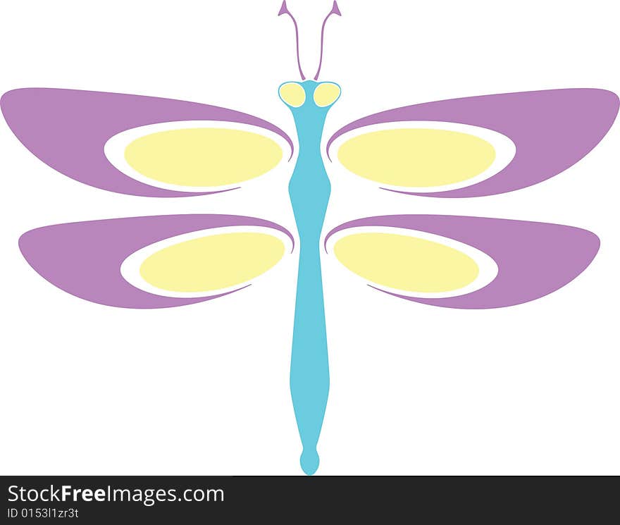 Retro inspired nouveau style dragonfly . Retro inspired nouveau style dragonfly .