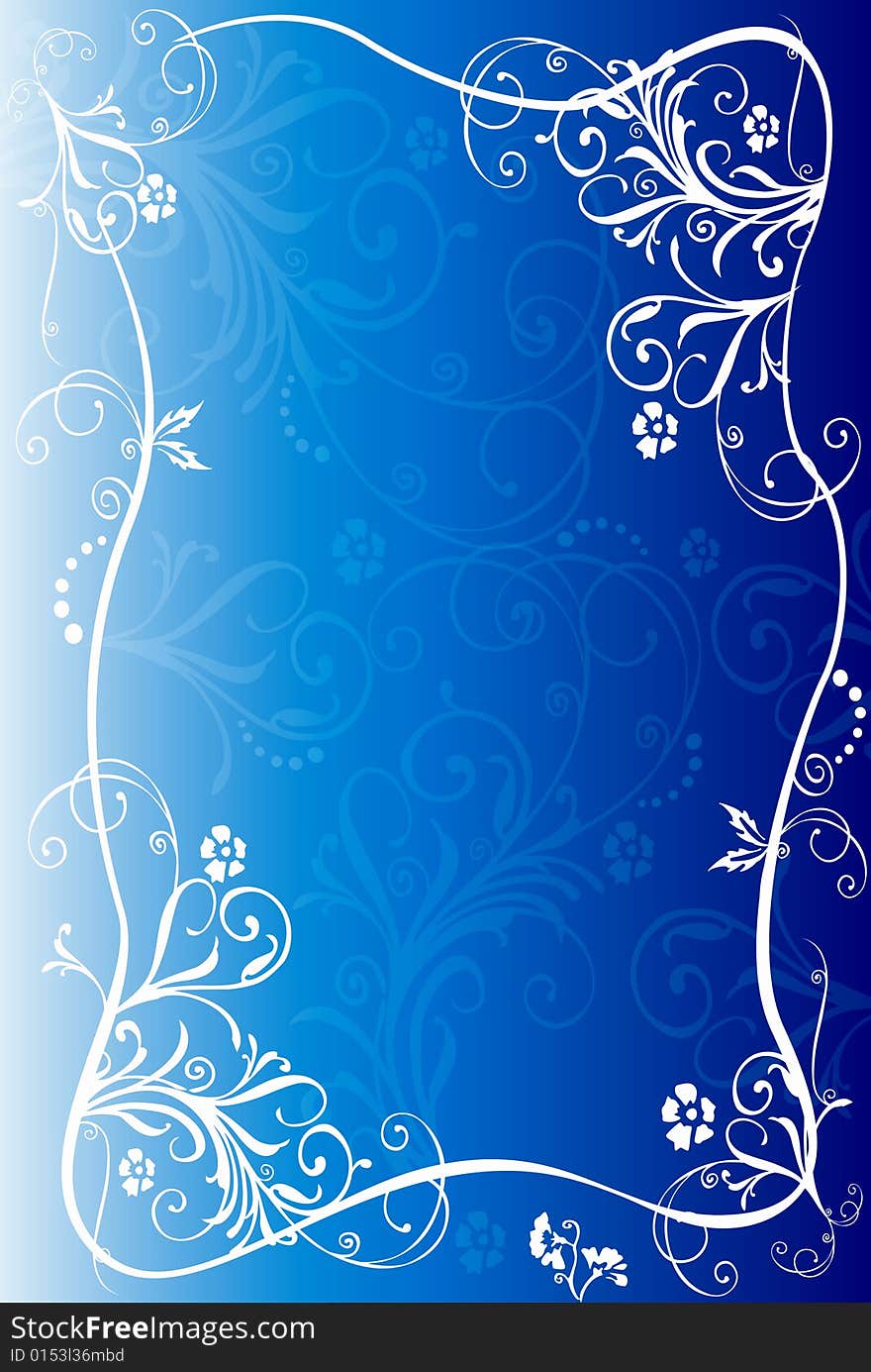 Drawing a floral border  on the blue background