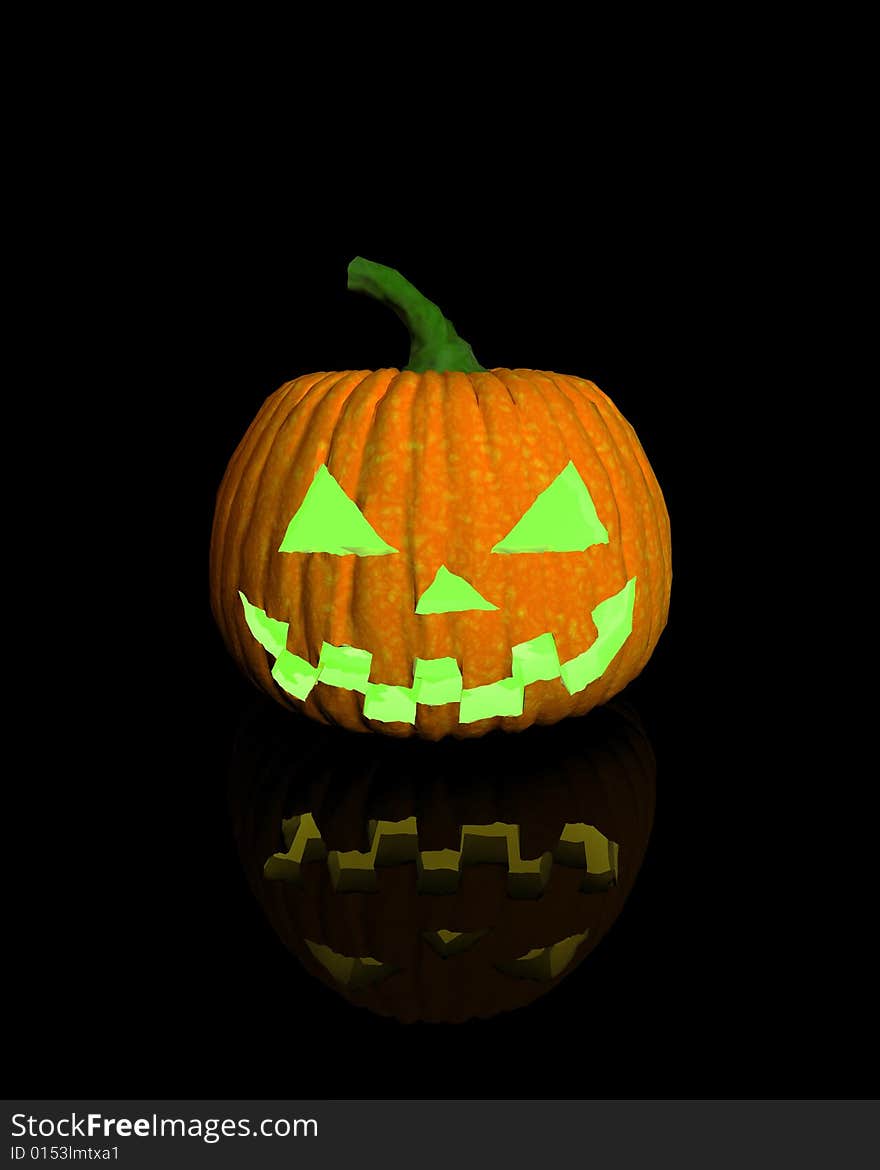 Old halloween pumpkin on black background - 3d render illustration