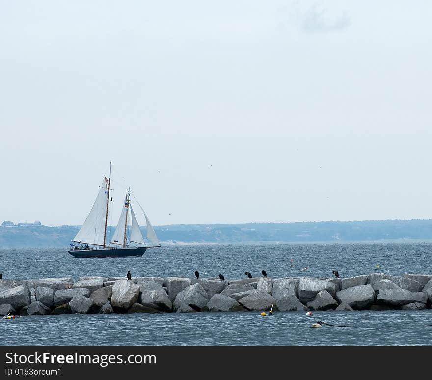 Sailboat and pier