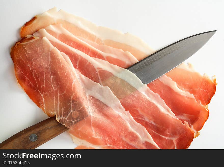 Slices Of Ham And Knife