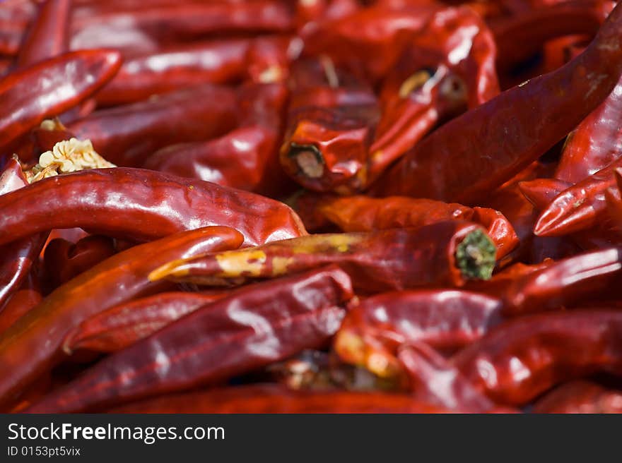 Korean peppers for sale in a market