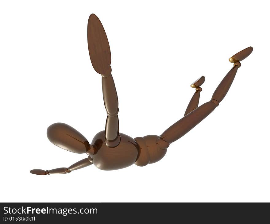 3D wooden figure free style jumping