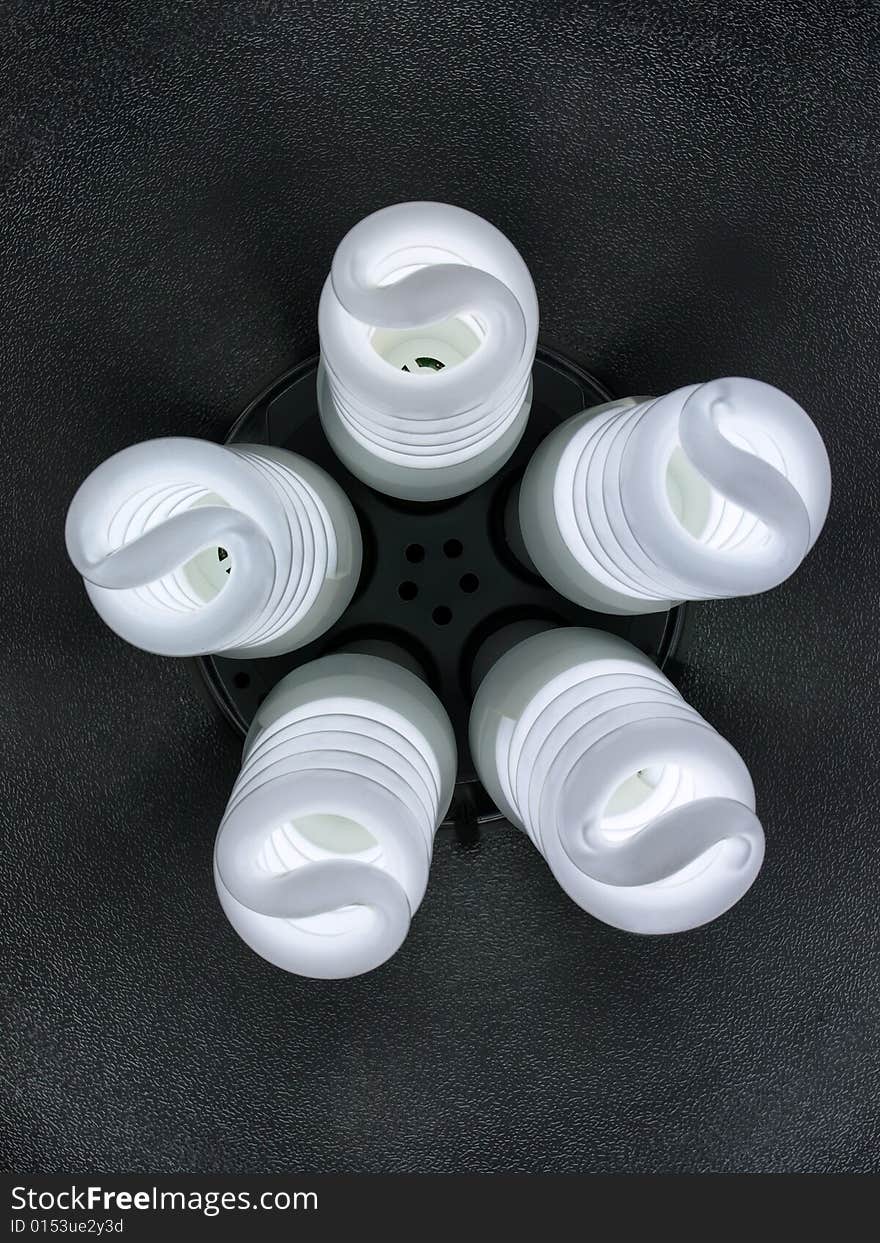 Compact Fluorescents 5 spiral bulbs front view