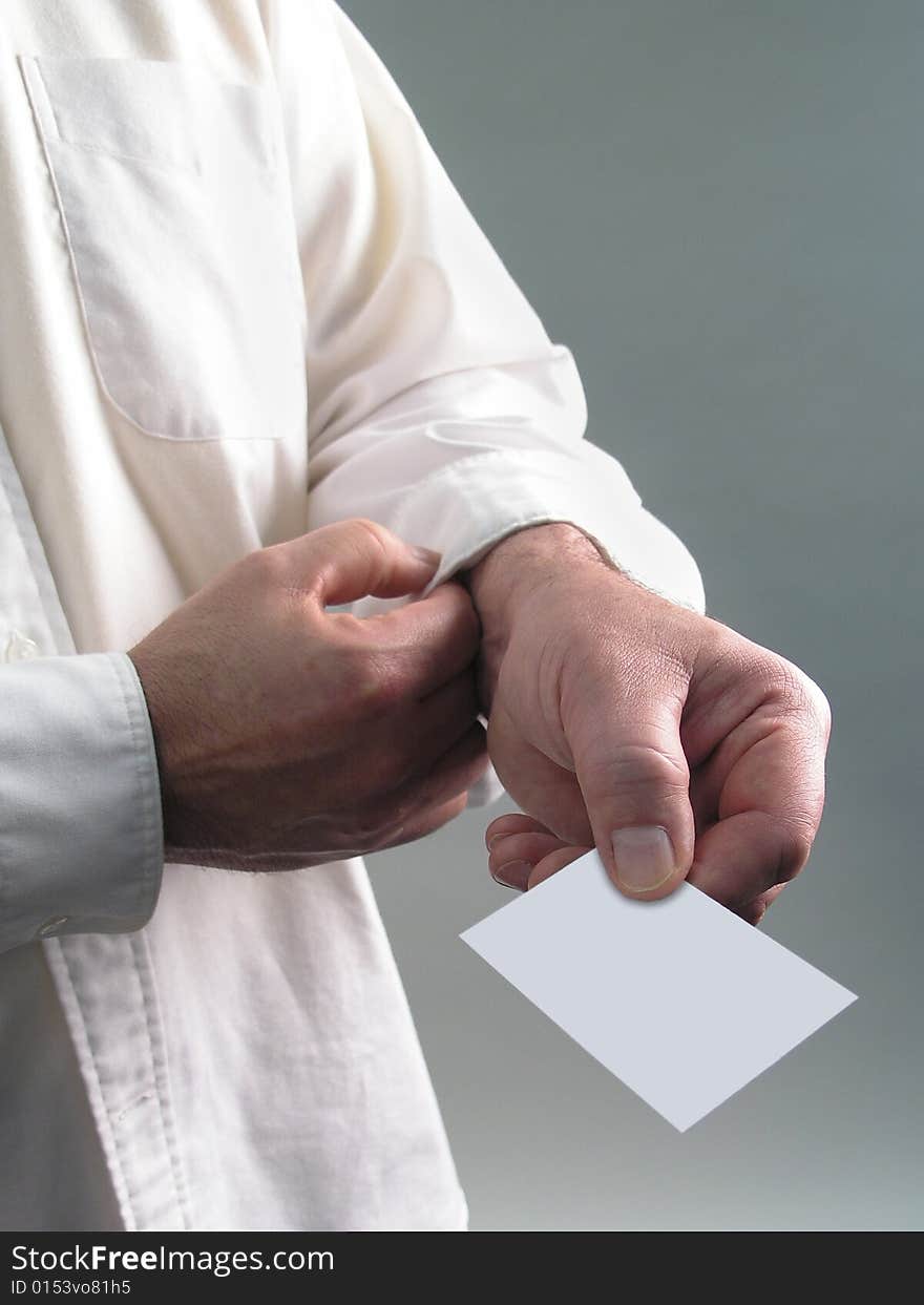 White Shirt Arm with Business Card blank