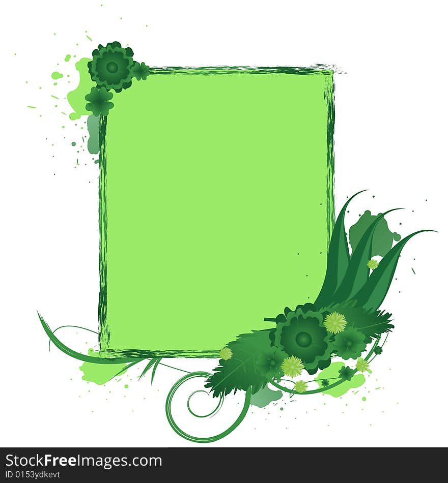 Green background card vector illustration flower floral