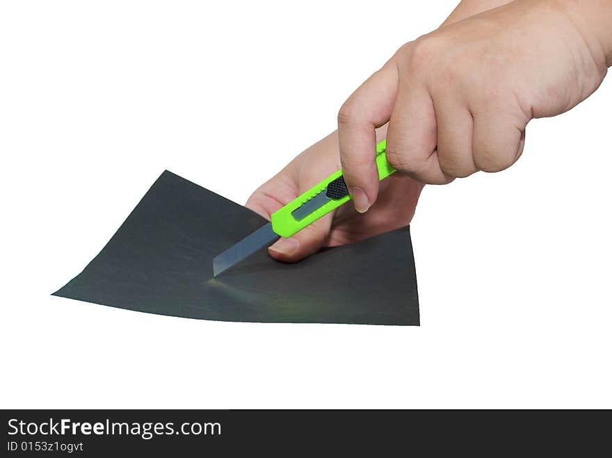 Attempt to cut a  piece of black paper with Paper Knife. Attempt to cut a  piece of black paper with Paper Knife