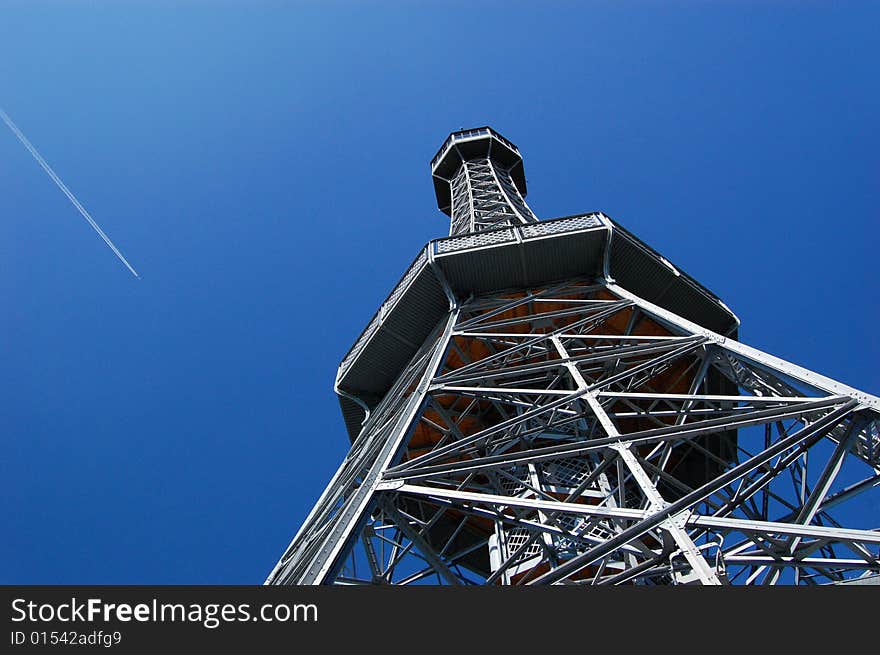 A tower in the hill of Praha. A tower in the hill of Praha