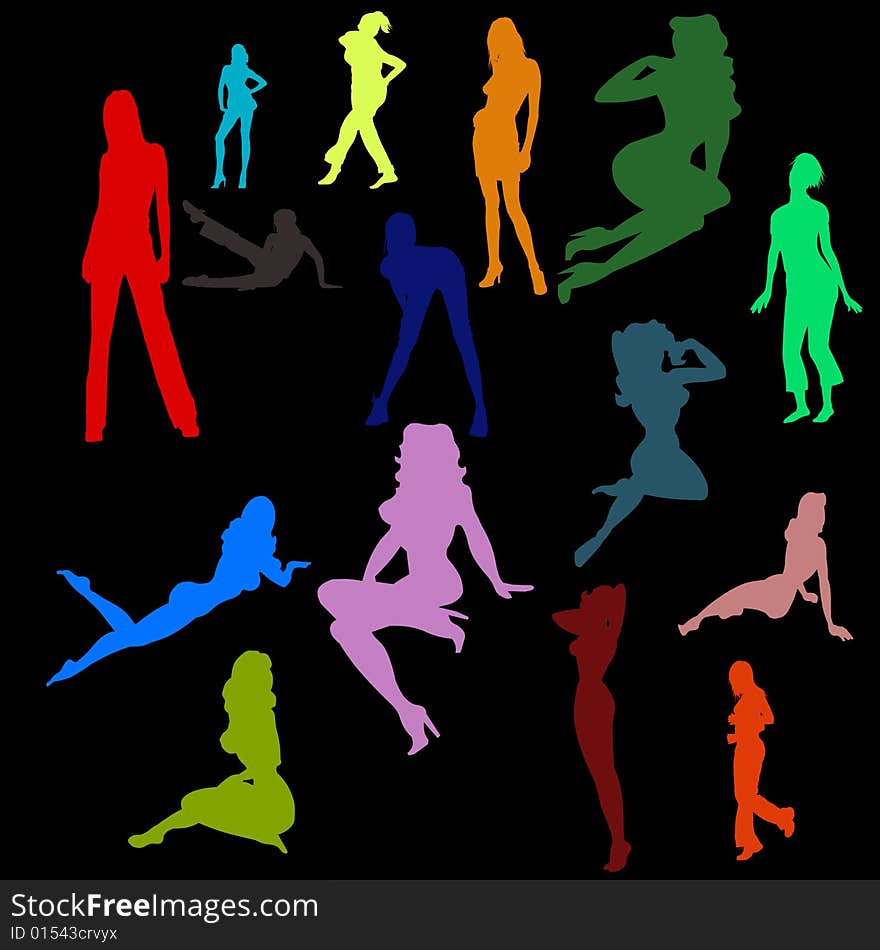 Color silhouettes of the sexy girls