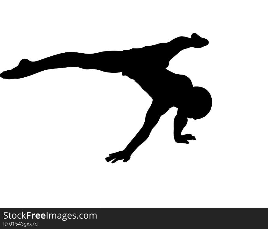 Black silhouette of athlete isolated on white