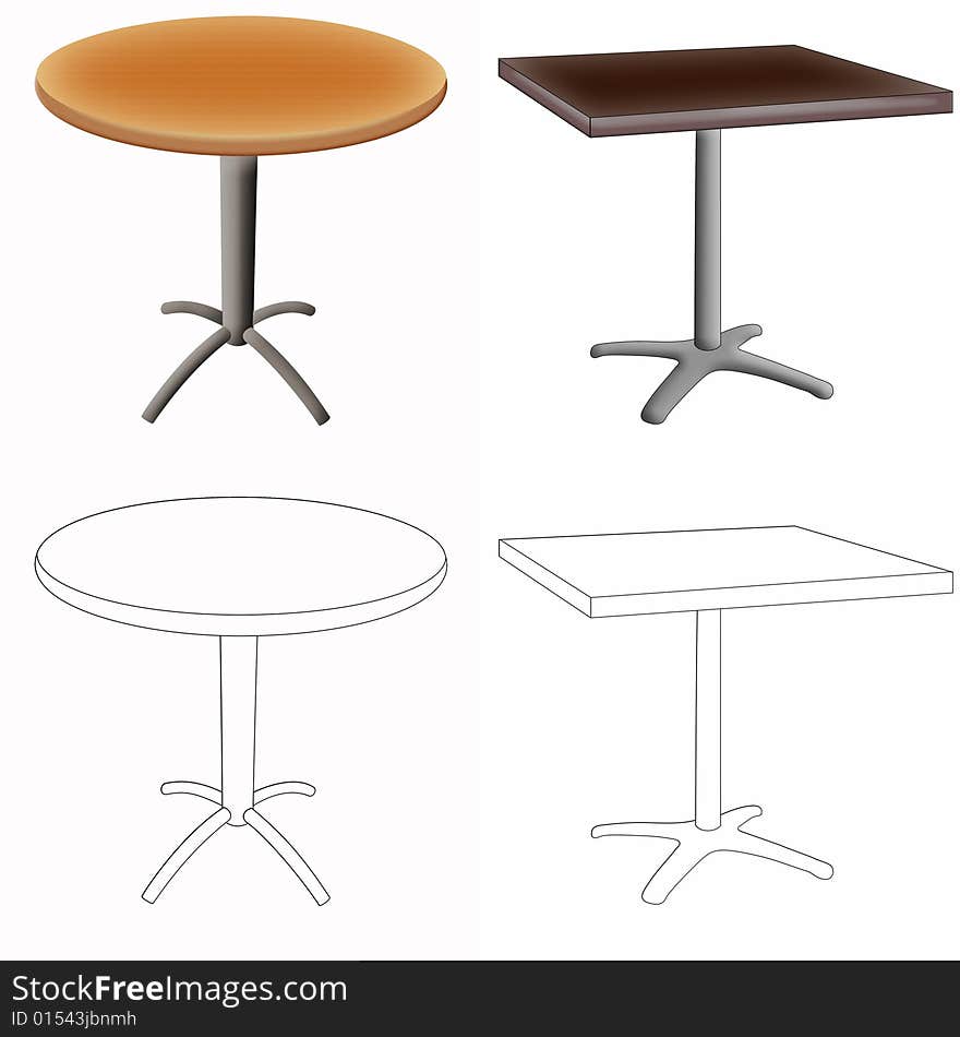 Color illustration of the pair of tables on white