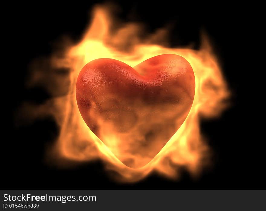 Burning red heart. Computer generated image. Burning red heart. Computer generated image