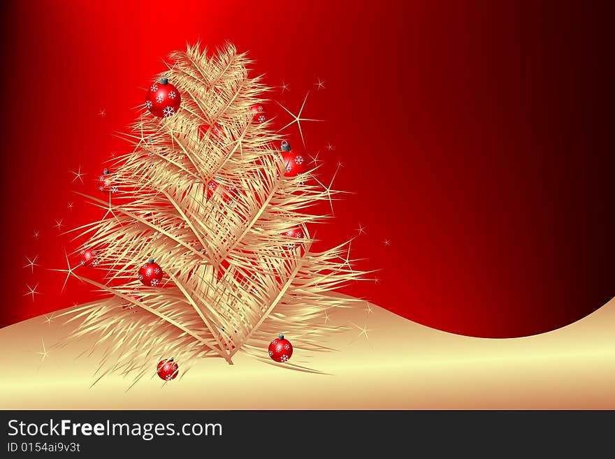 Christmas tree with balls, vector illustration