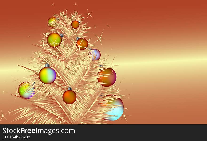 Christmas tree with balls, vector illustration