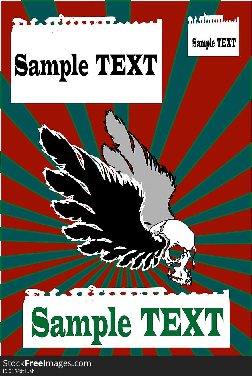 Grunge Wings and Skulls vector elements. Grunge Wings and Skulls vector elements