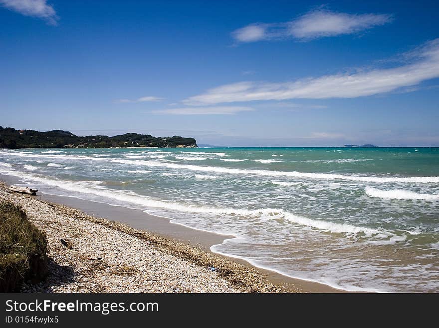 Corfu island beach on the North Greece. Corfu island beach on the North Greece