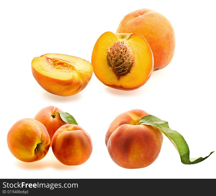 Set of fresh ripe peaches