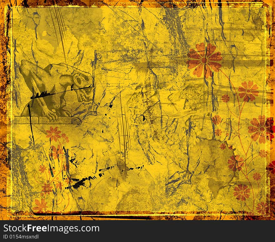 Grunge background with  cracks, dirt, stains,floral. Grunge background with  cracks, dirt, stains,floral