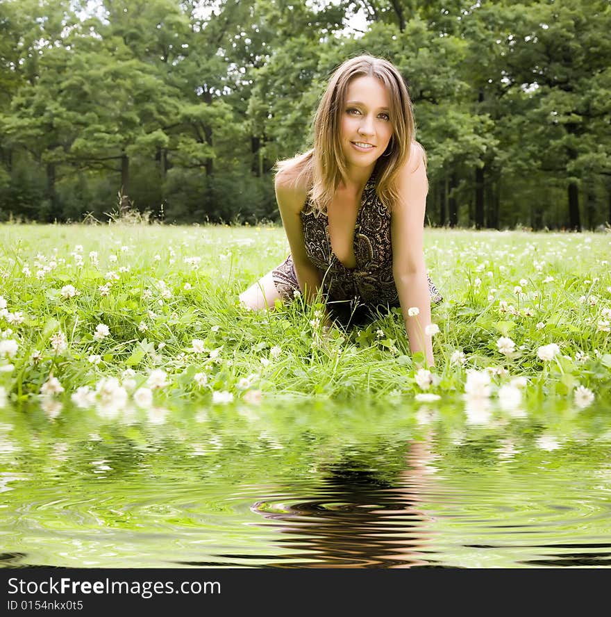 Young Model In The Summer Park