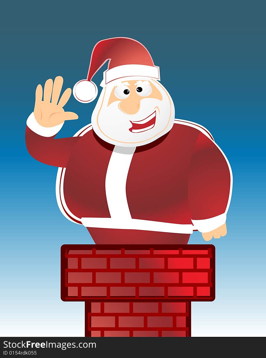 Santa Claus in chimney vector illustration