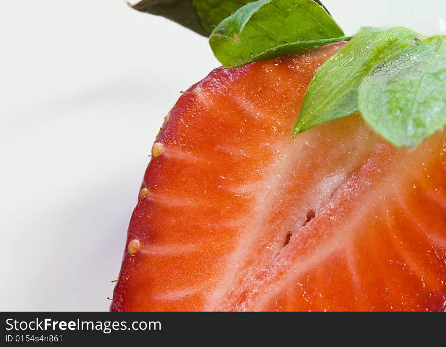 Partial strawberry in close up. Partial strawberry in close up