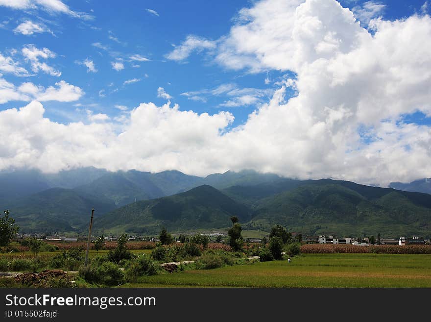 Beautiful countryside scenery in Dali city of china. Beautiful countryside scenery in Dali city of china