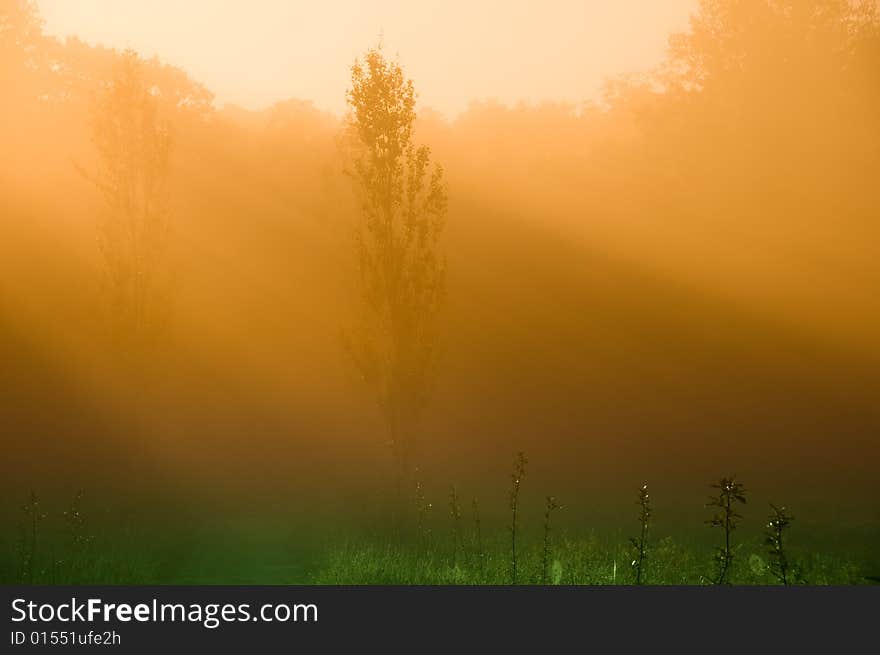 Beautiful sunrise over a field in the countryside. Beautiful sunrise over a field in the countryside